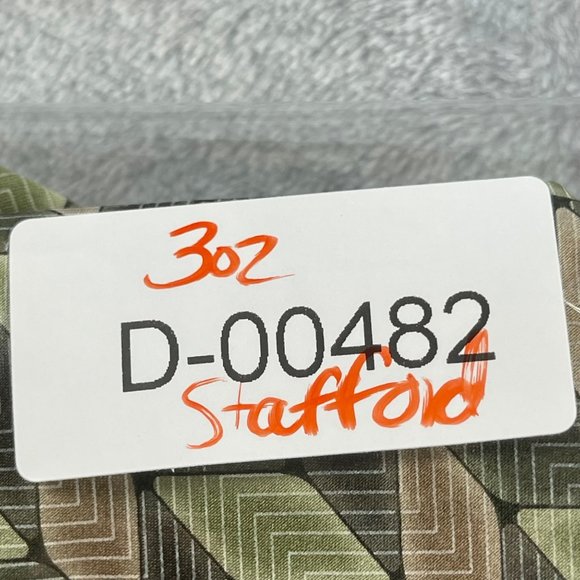 Stafford Mens Neck Tie Green Brown Geometric Print 100% Silk Made in USA - Picture 11 of 11